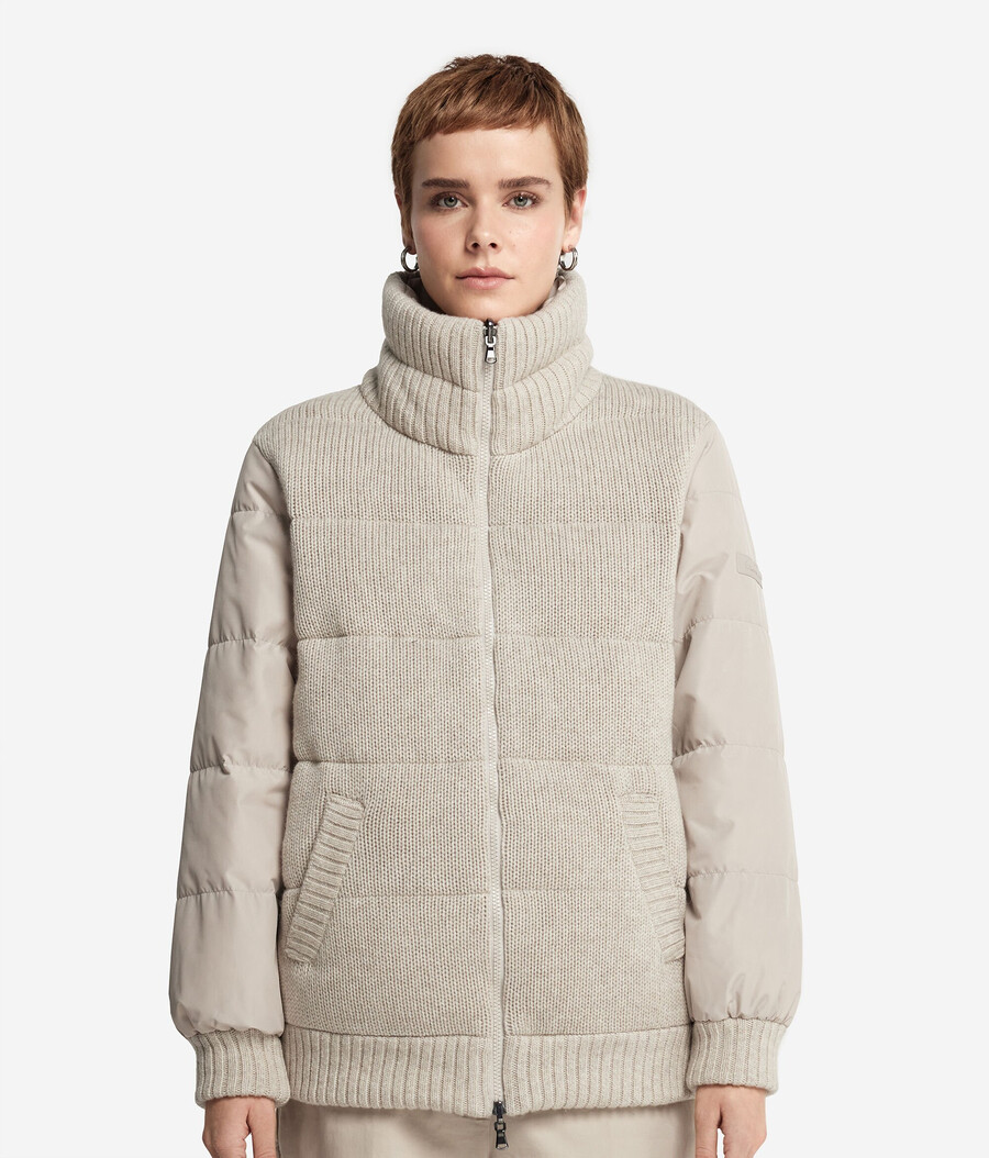 piumino reversibile in cashmere tricot
