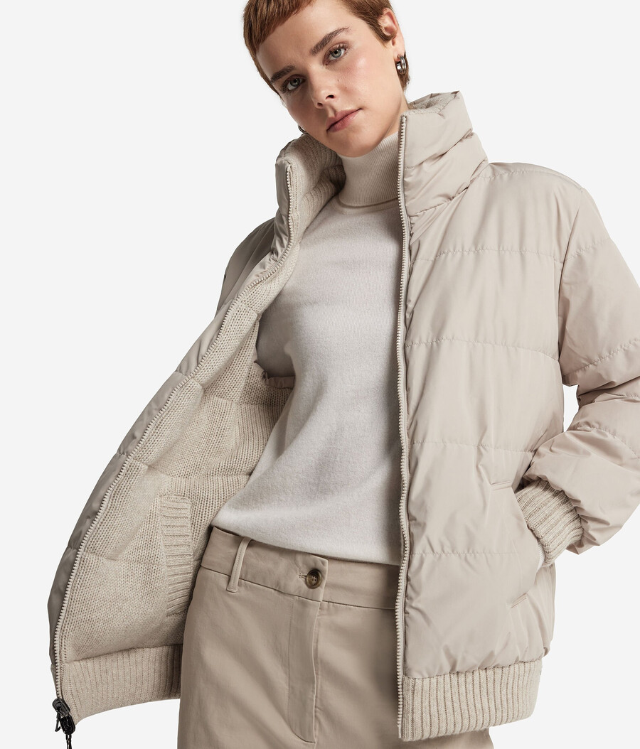 piumino reversibile in cashmere tricot