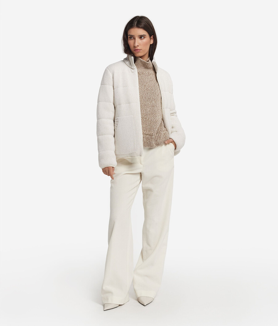 piumino reversibile in cashmere tricot lamè