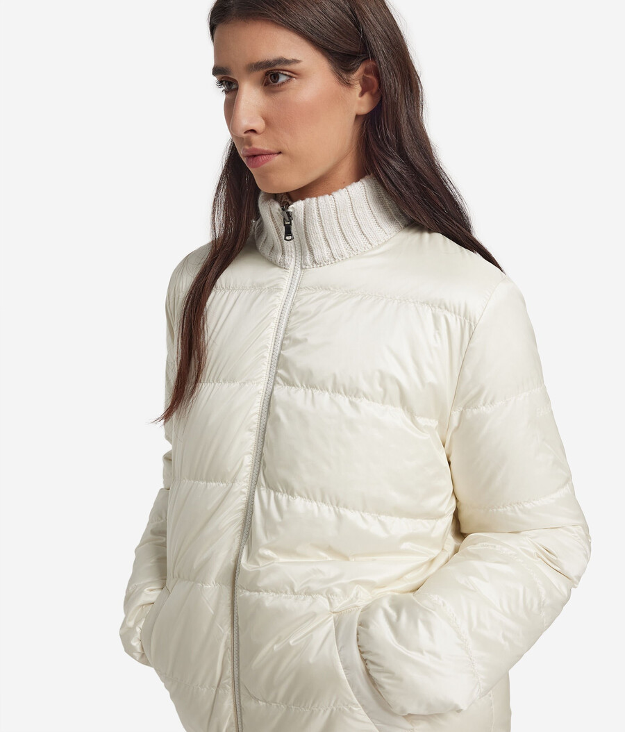 piumino reversibile in cashmere tricot lamè