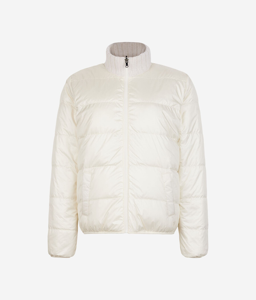 piumino reversibile in cashmere tricot lamè