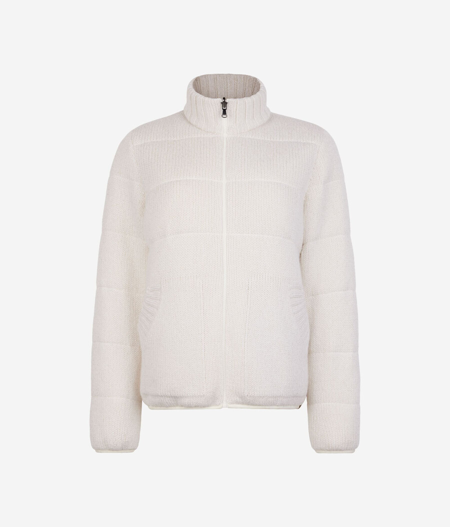 piumino reversibile in cashmere tricot lamè