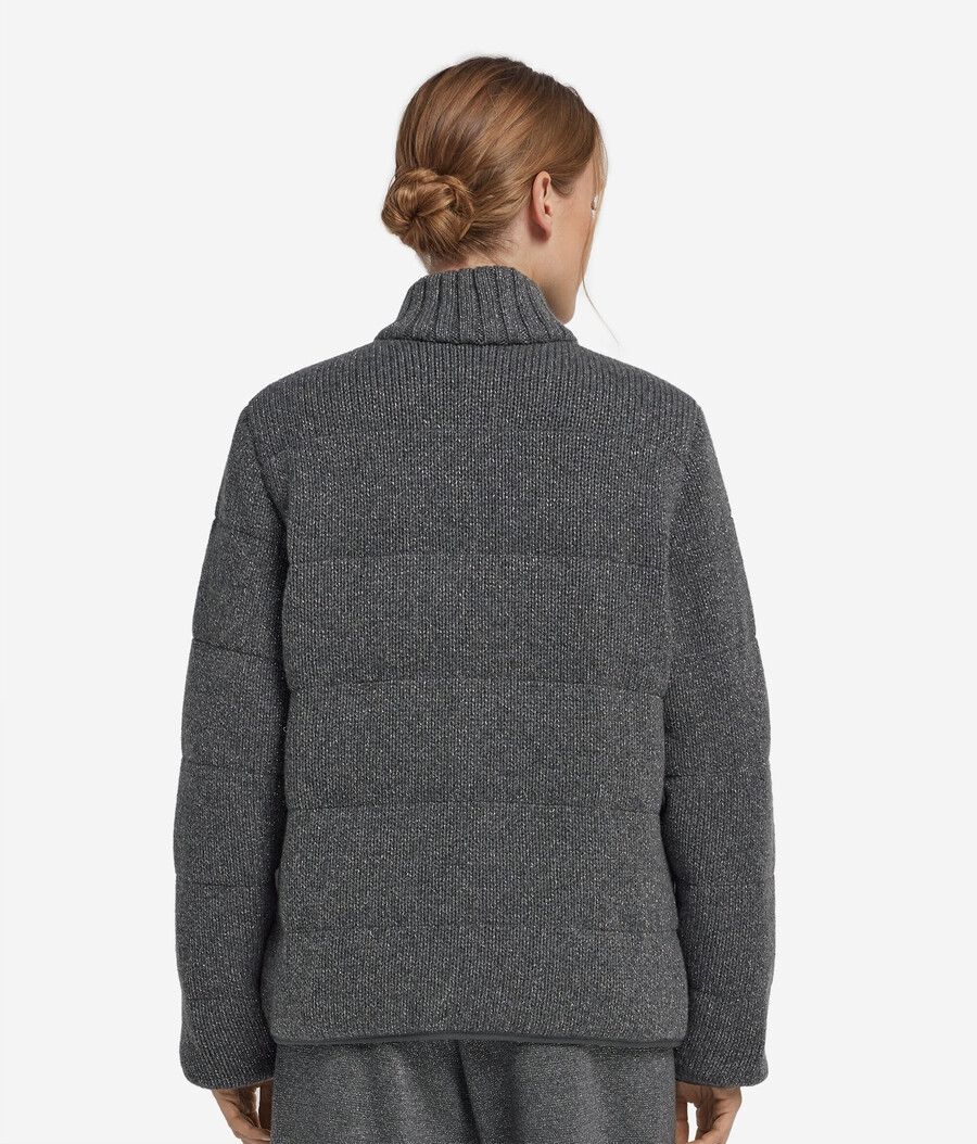 piumino reversibile in cashmere tricot lamè