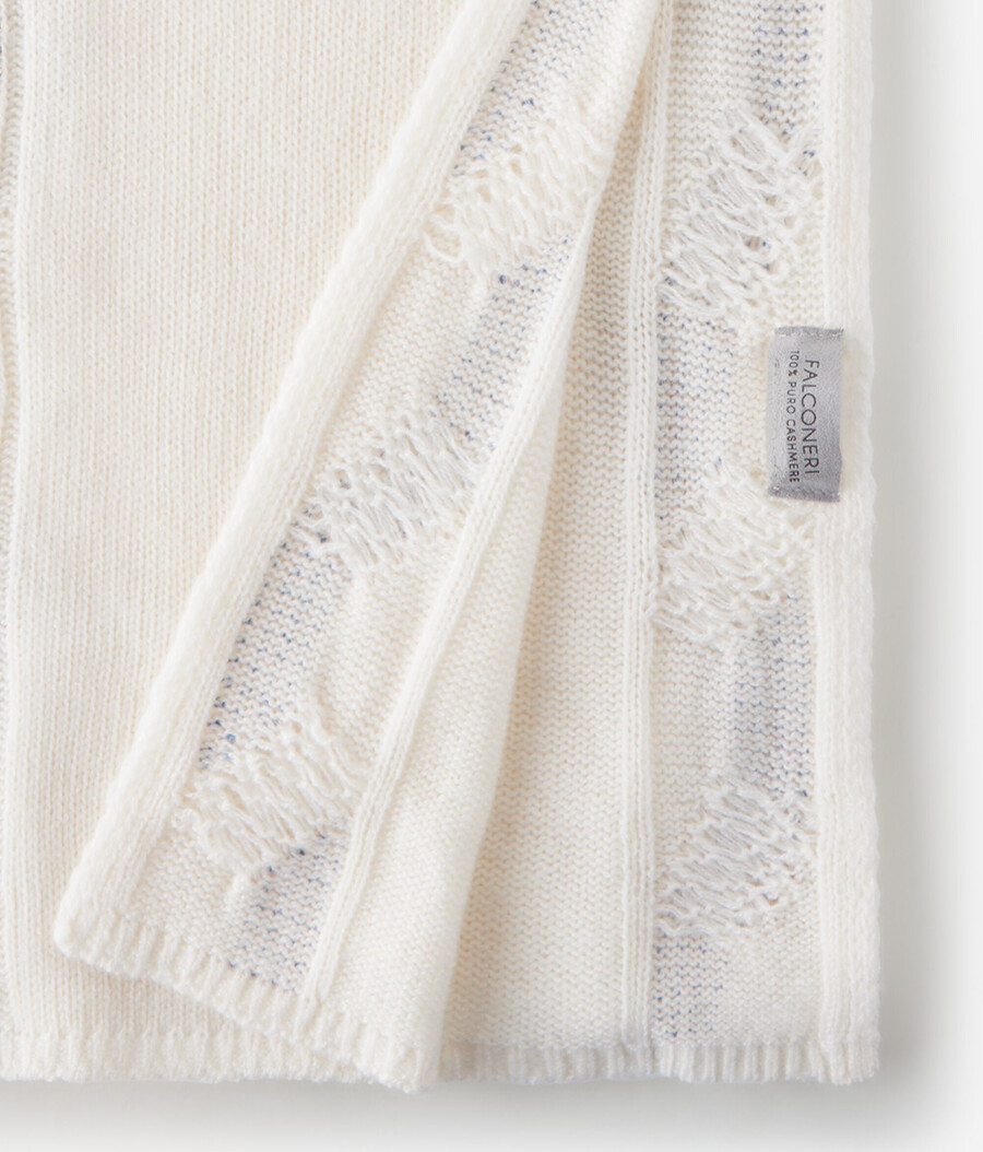sciarpa in cashmere ultra morbido con lavorazione a trecce e strass