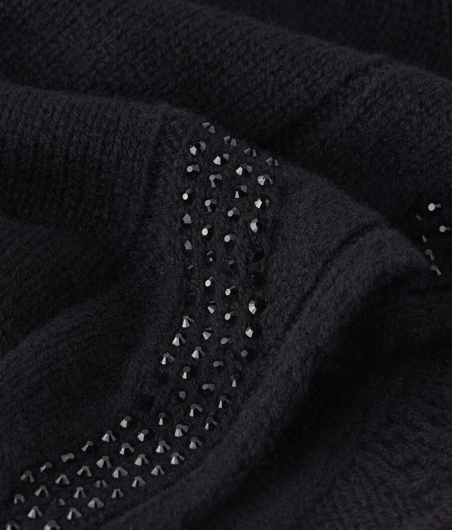 sciarpa in cashmere ultra morbido con lavorazione a trecce e strass