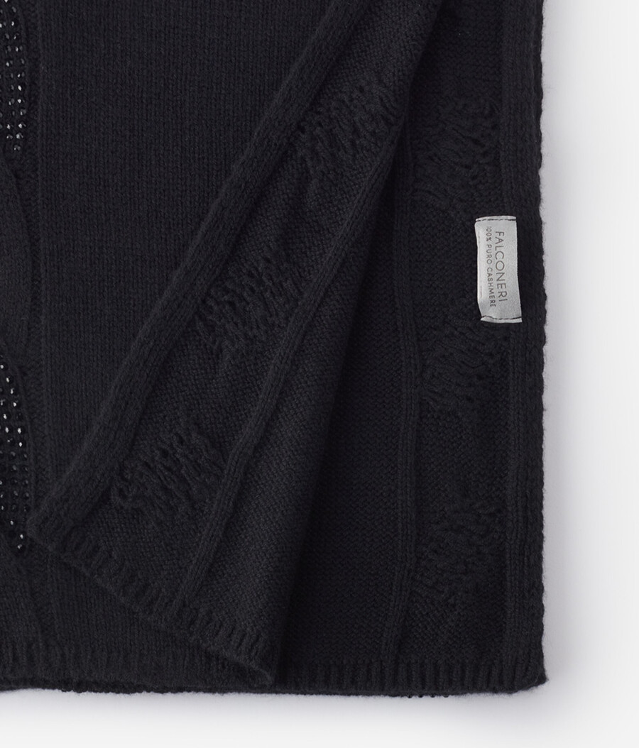 sciarpa in cashmere ultra morbido con lavorazione a trecce e strass