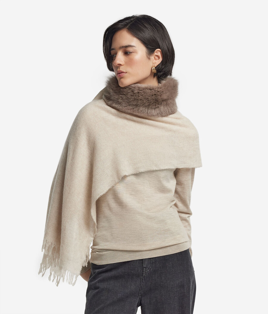 sciarpa in cashmere con pelliccia