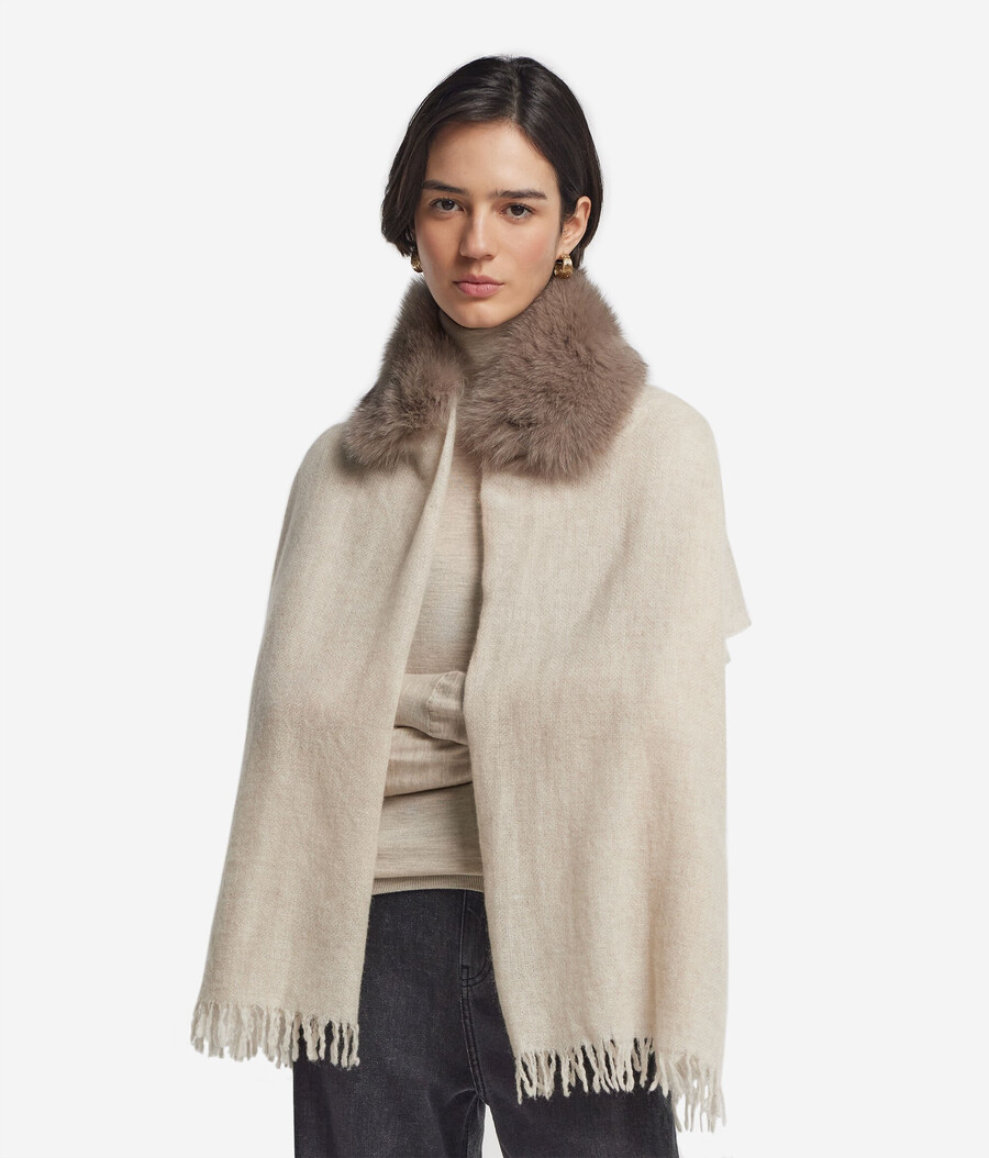 sciarpa in cashmere con pelliccia