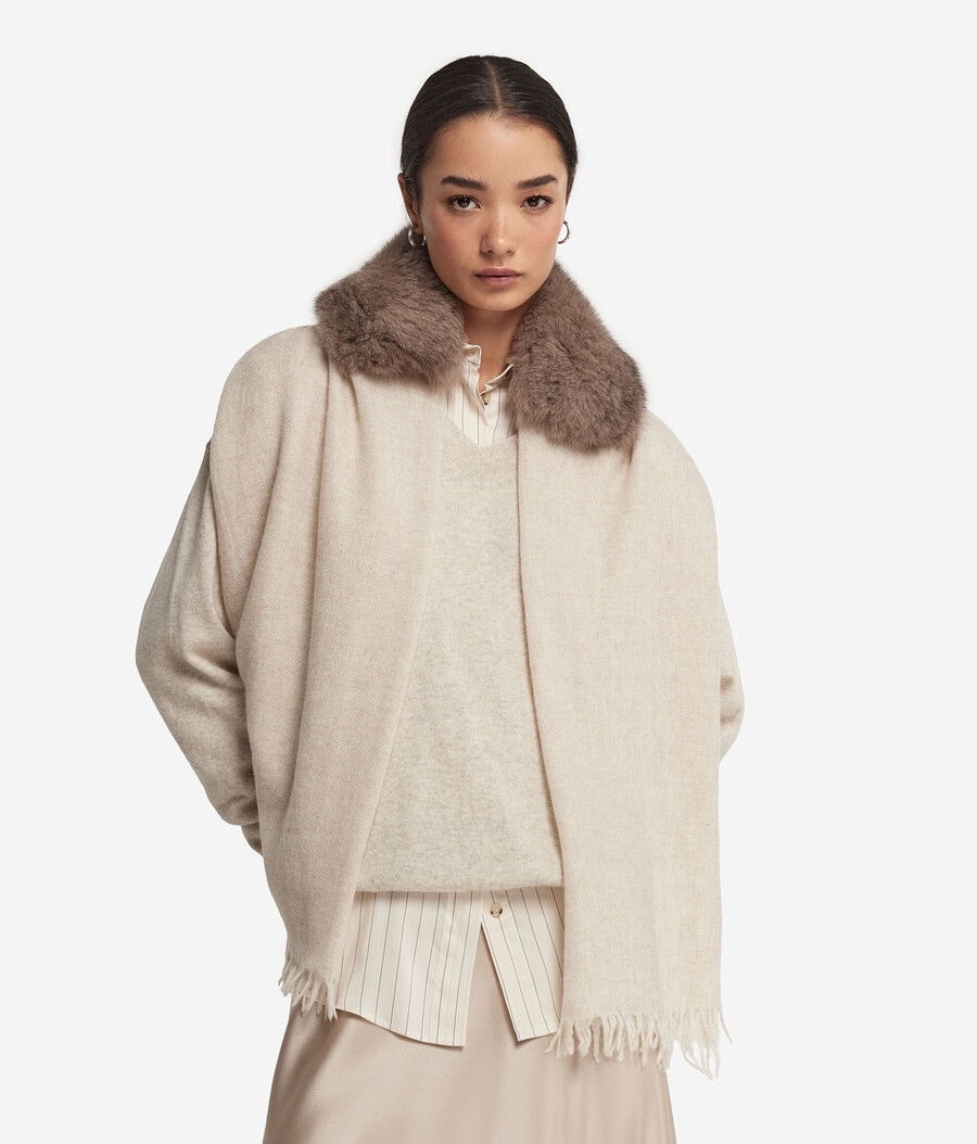 sciarpa in cashmere con pelliccia