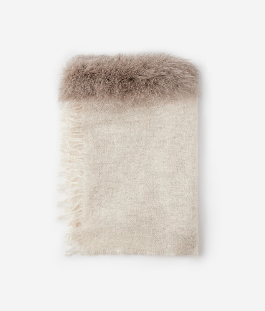 sciarpa in cashmere con pelliccia