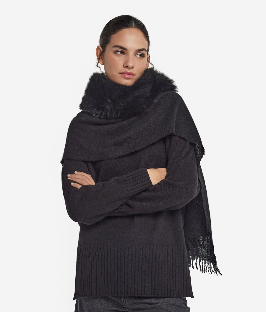 sciarpa in cashmere con pelliccia