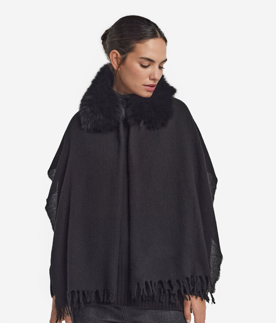 sciarpa in cashmere con pelliccia