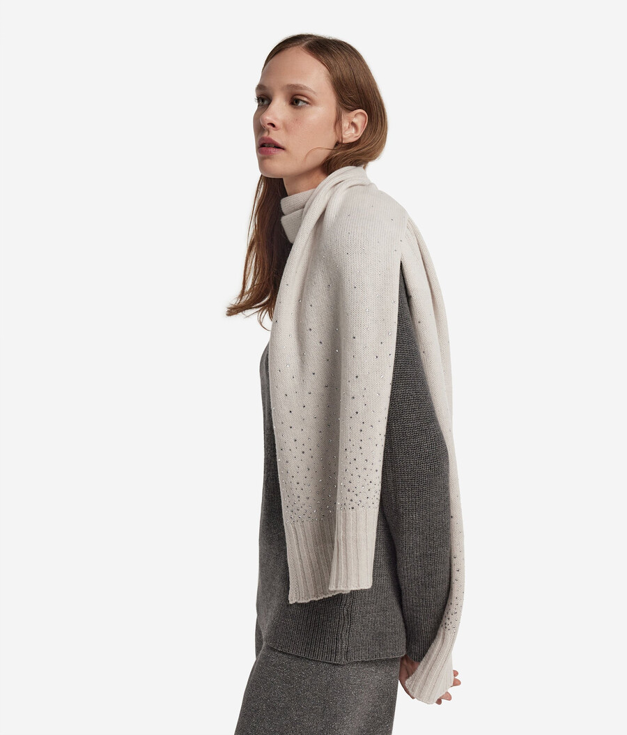 sciarpa in cashmere con strass