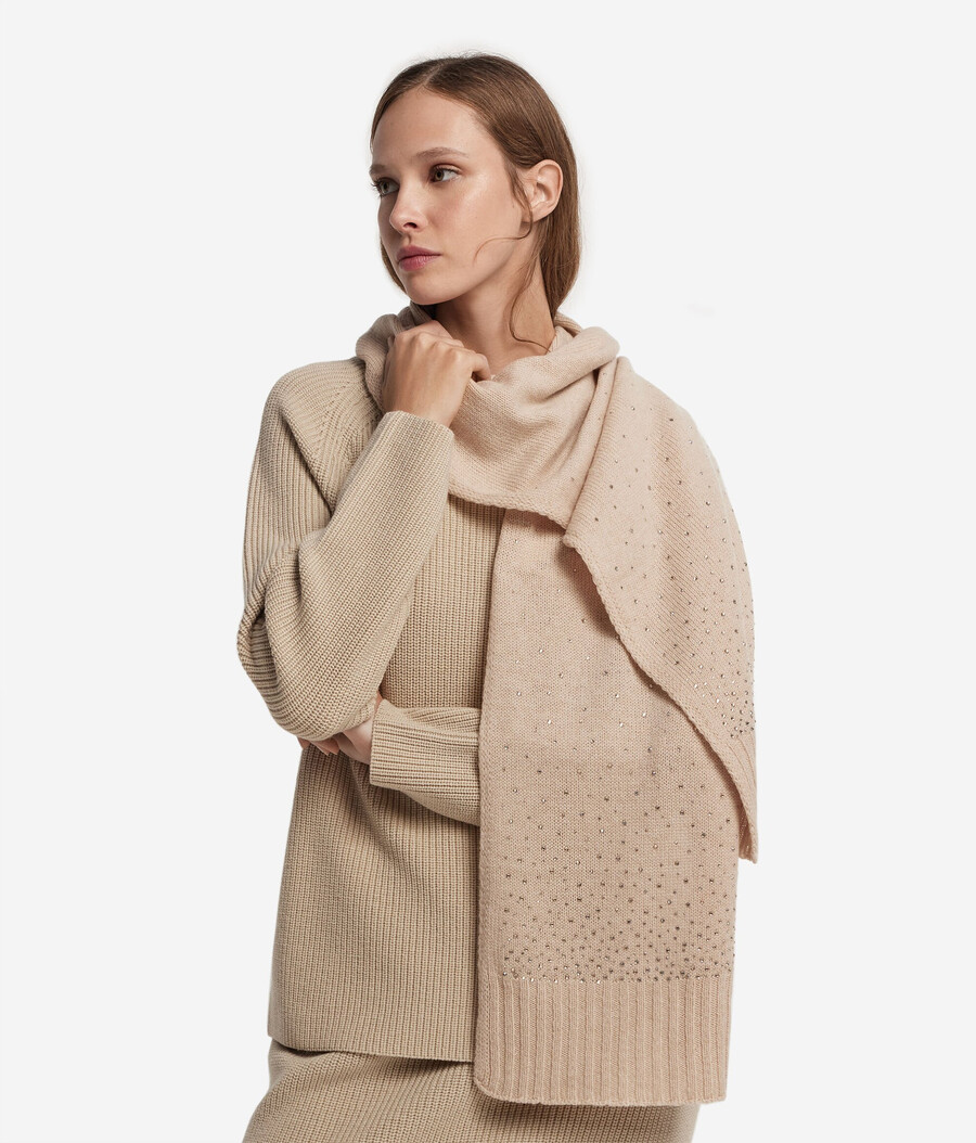sciarpa in cashmere con strass
