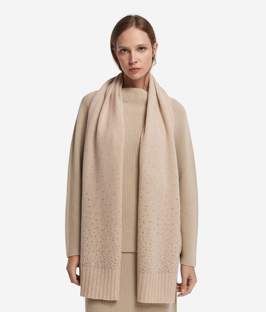 sciarpa in cashmere con strass