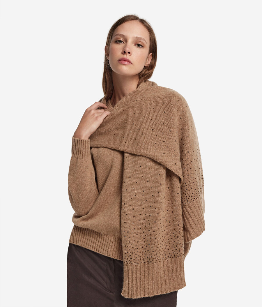 sciarpa in cashmere con strass