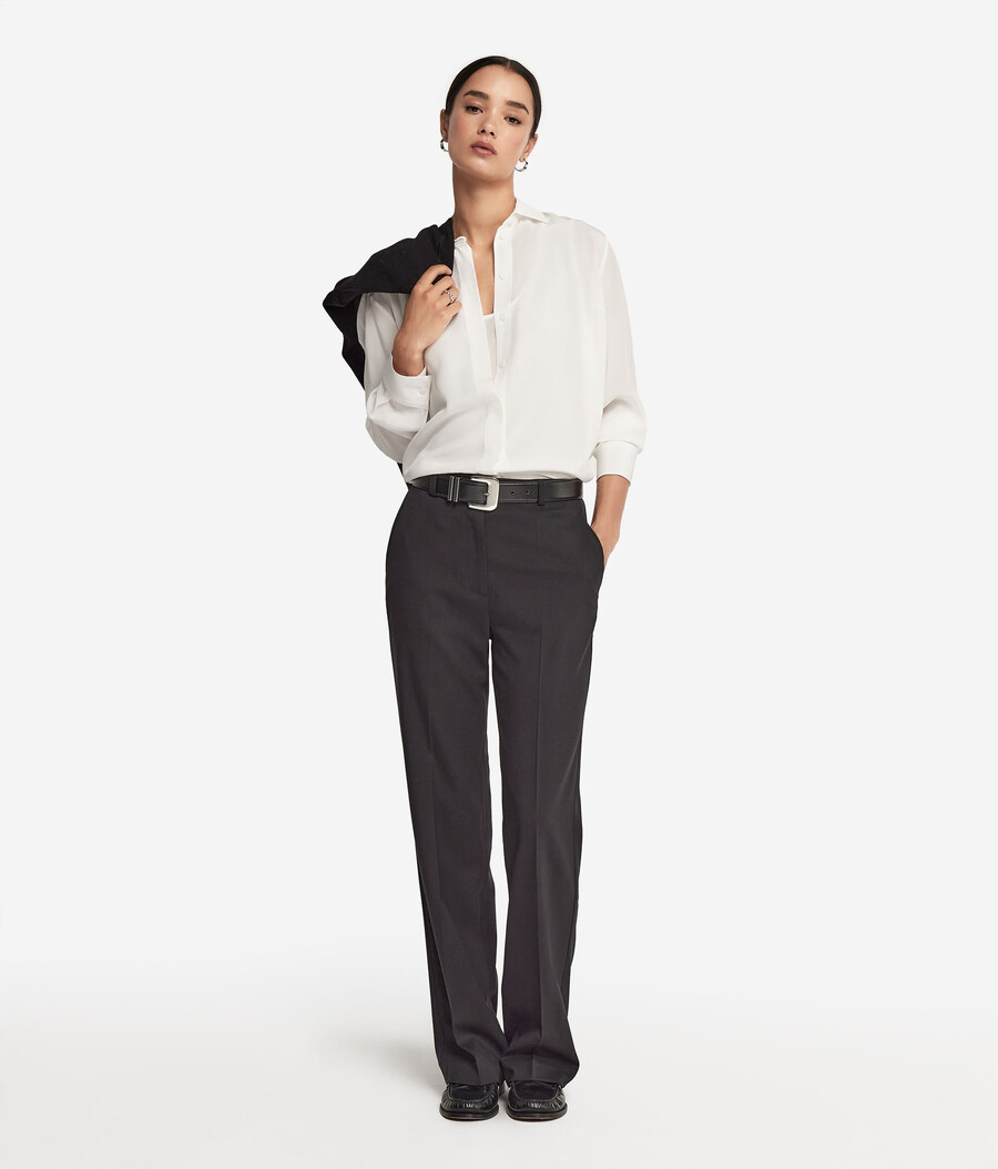 camicia con colletto in seta
