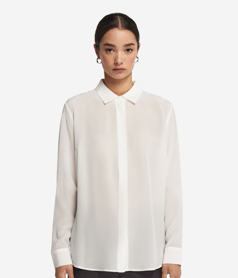 camicia con colletto in seta