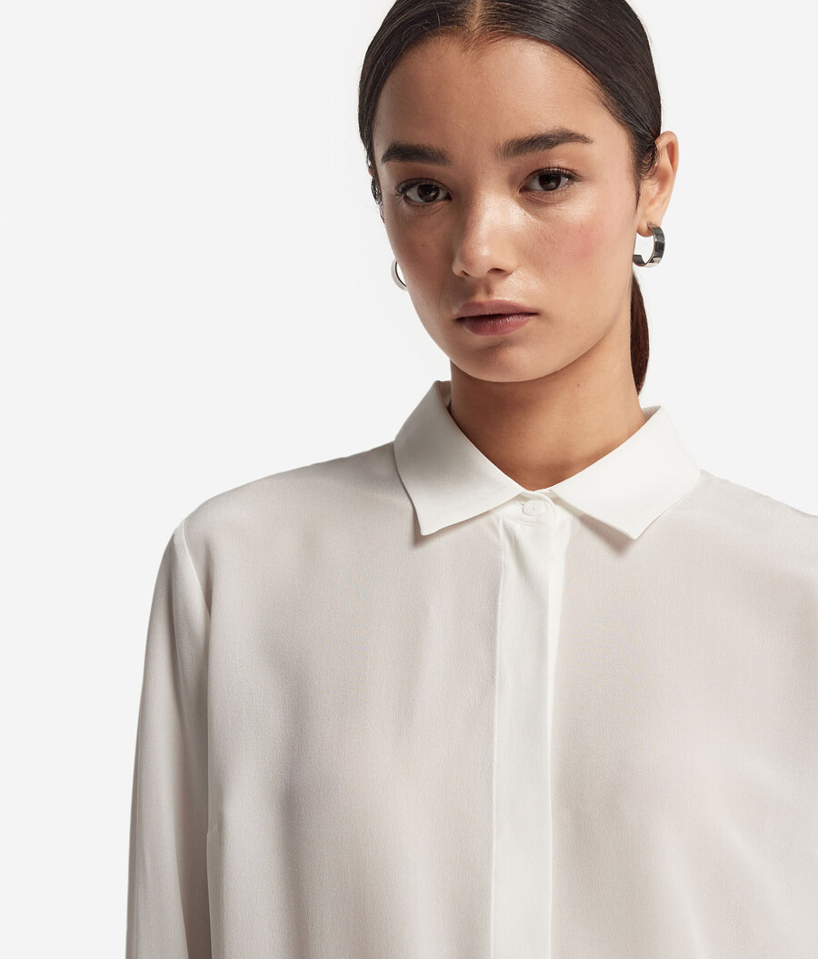 camicia con colletto in seta