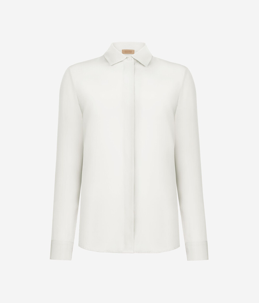 camicia con colletto in seta