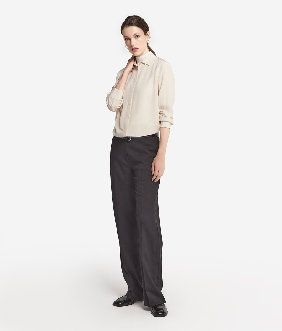 camicia con colletto in seta