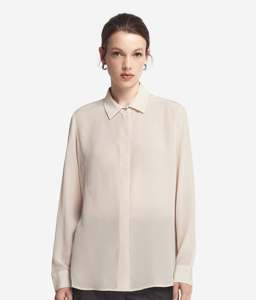 camicia con colletto in seta