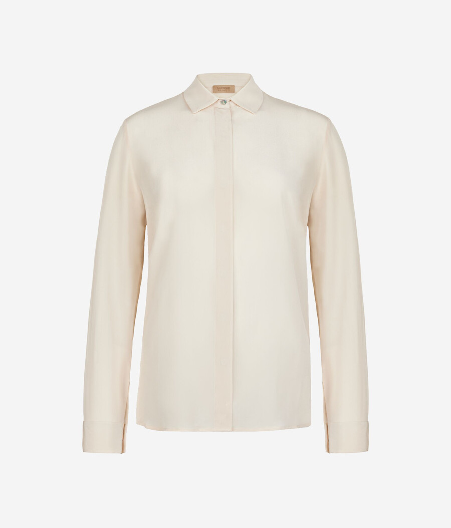 camicia con colletto in seta