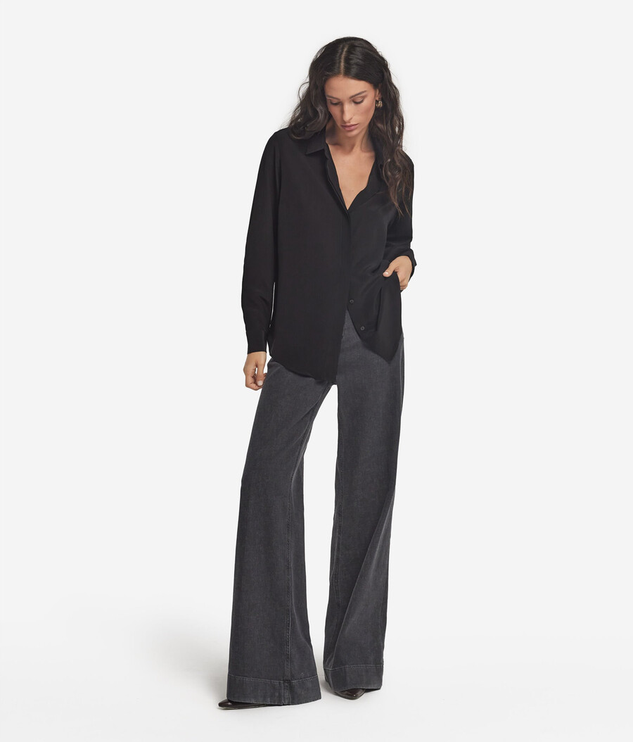 camicia con colletto in seta