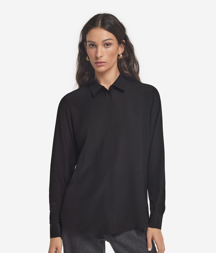 camicia con colletto in seta