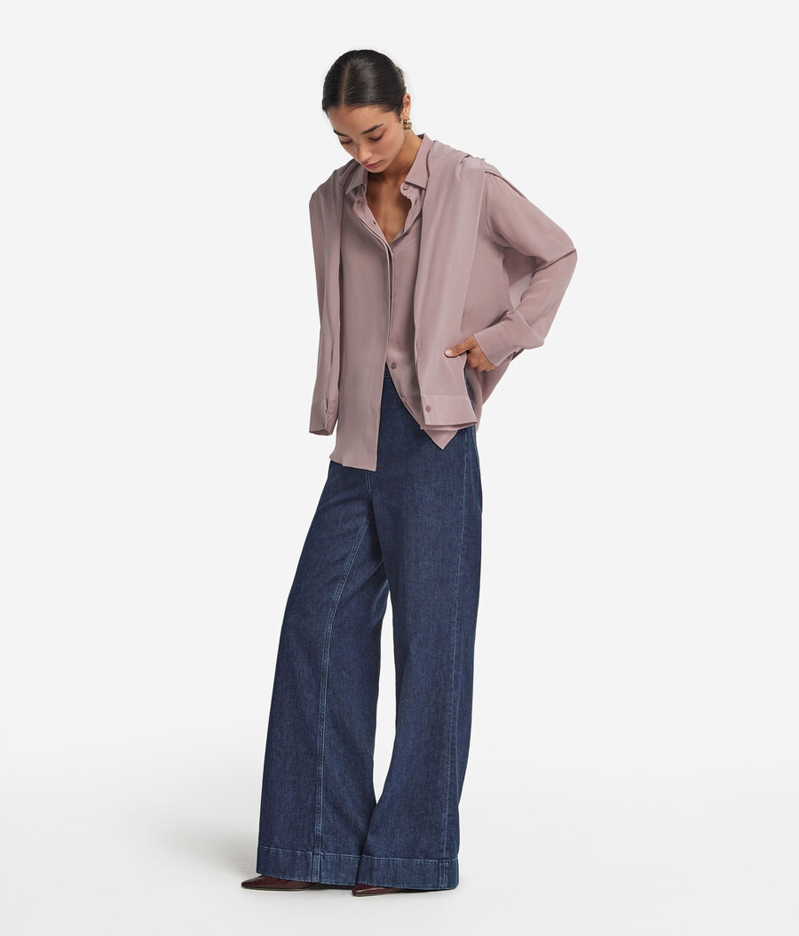camicia con colletto in seta
