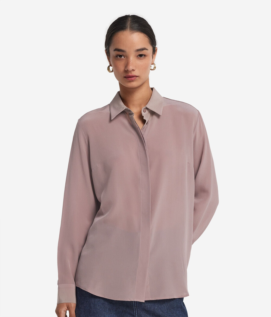 camicia con colletto in seta