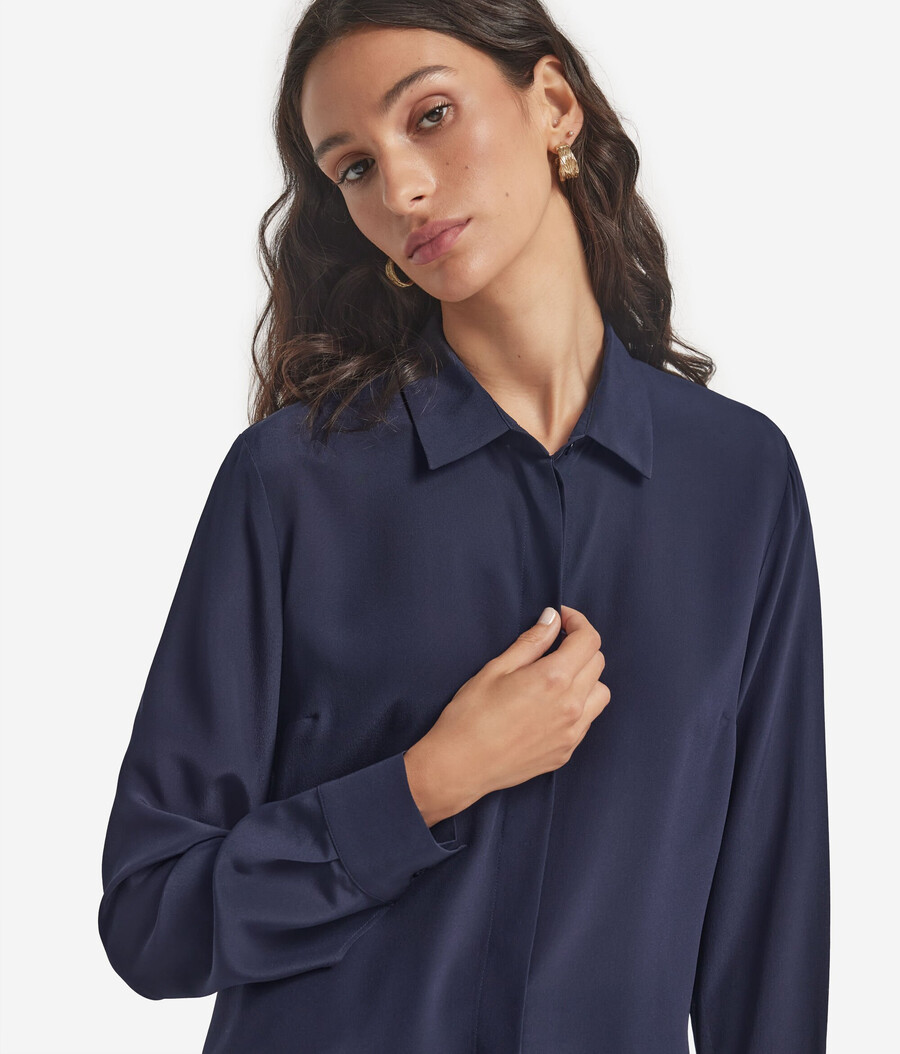camicia con colletto in seta