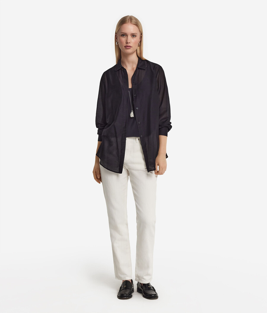 camicia con colletto in mussola di cotone