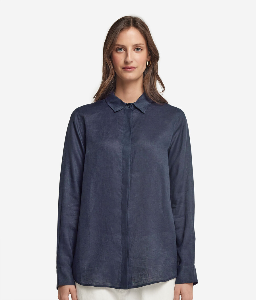 camicia di lino a maniche lunghe