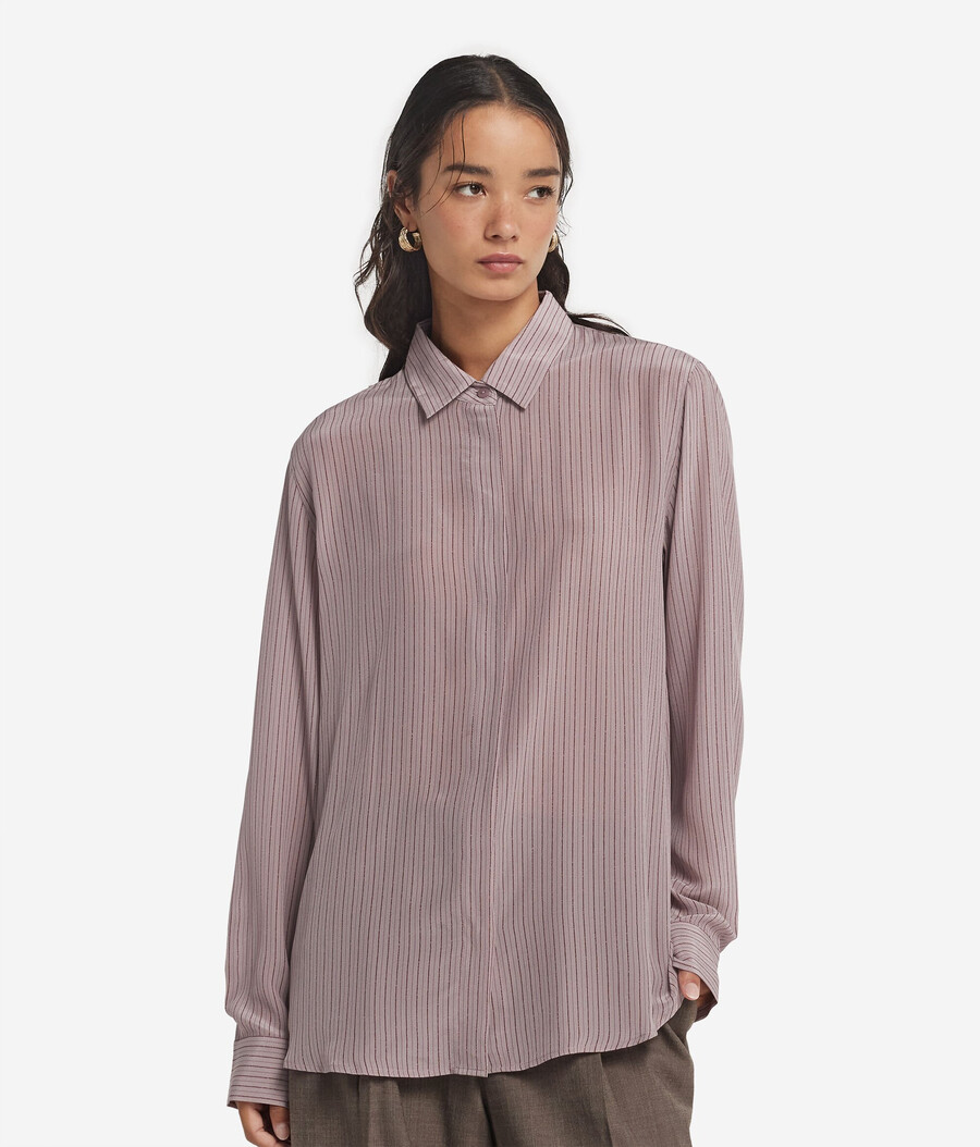 camicia in seta stampata con colletto