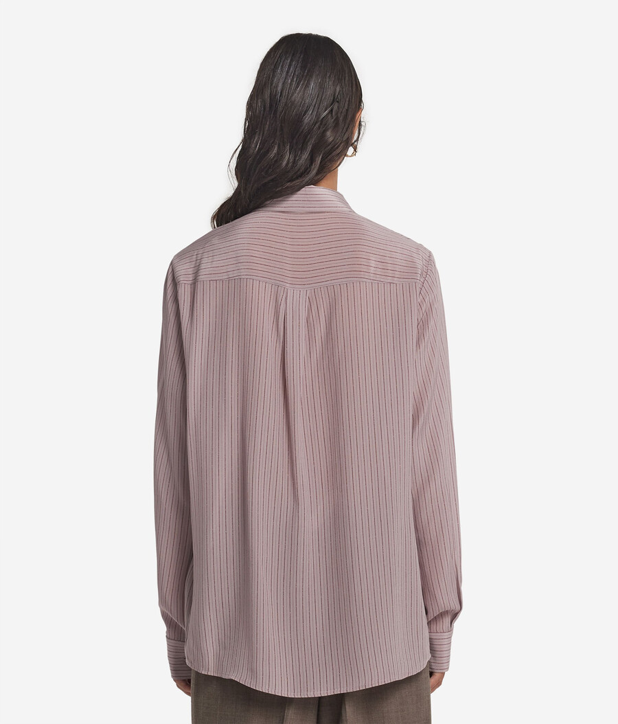 camicia in seta stampata con colletto
