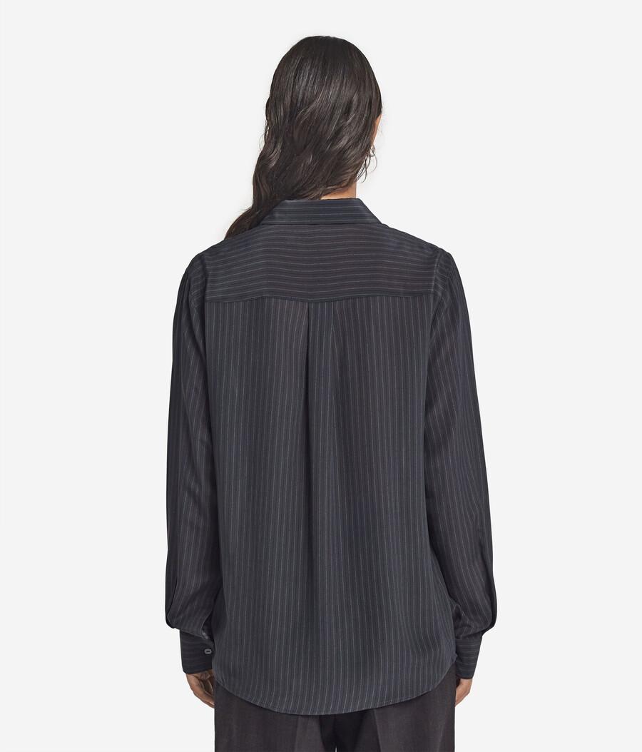 camicia in seta stampata con colletto