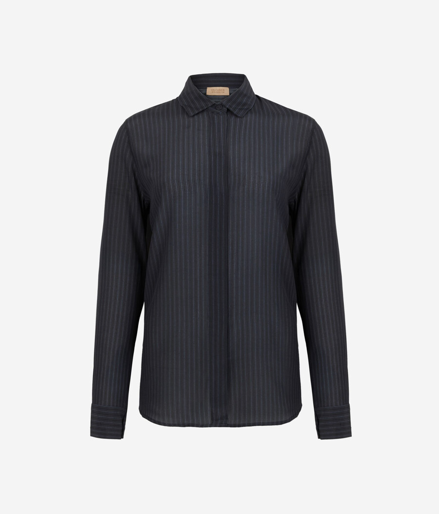 camicia in seta stampata con colletto