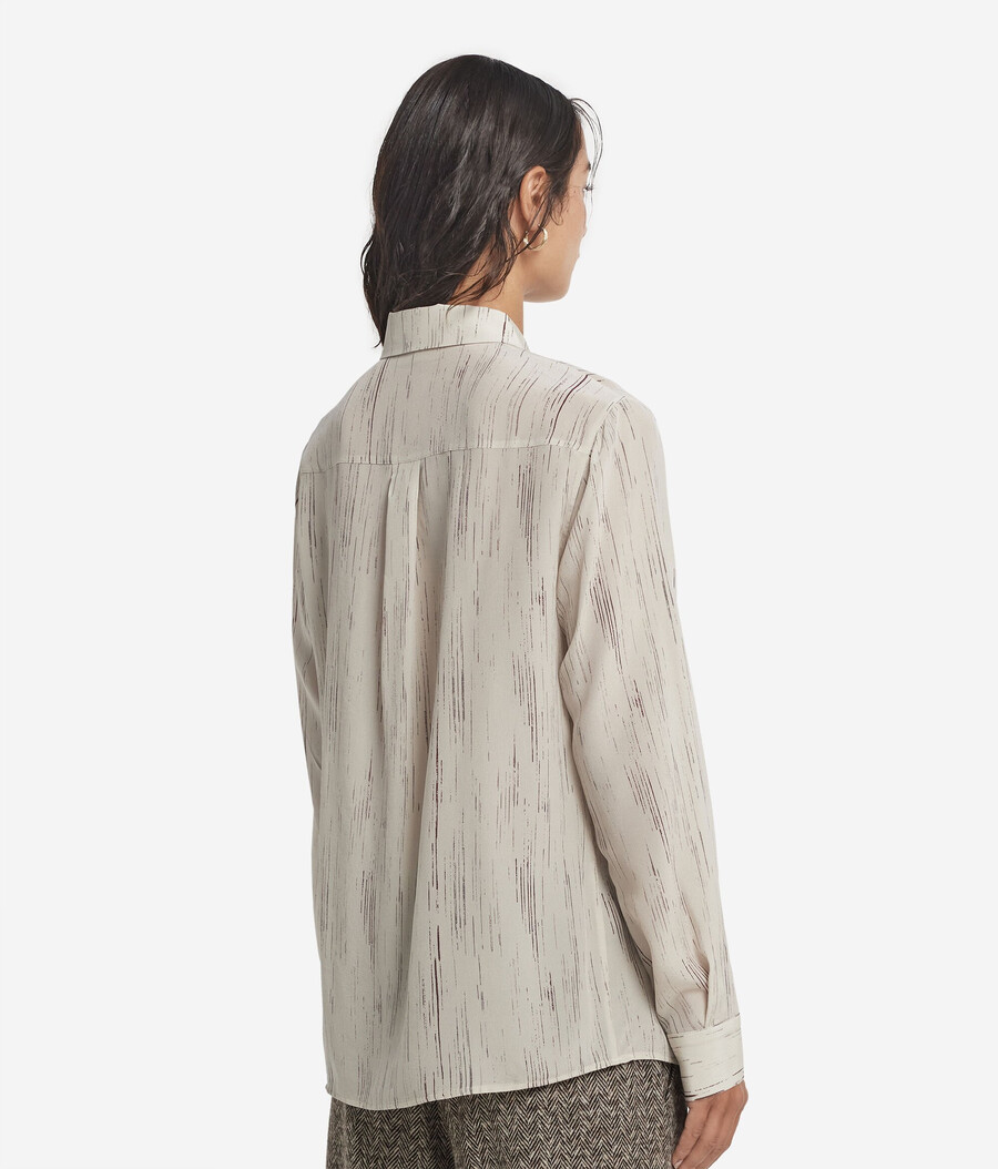 camicia in seta stampata con colletto