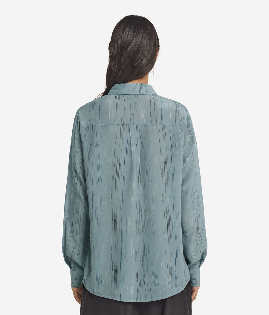 camicia in seta stampata con colletto