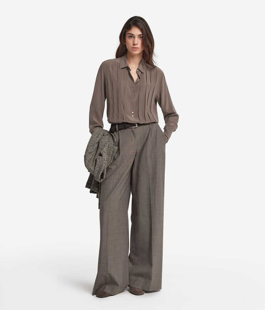 camicia plissettata in seta