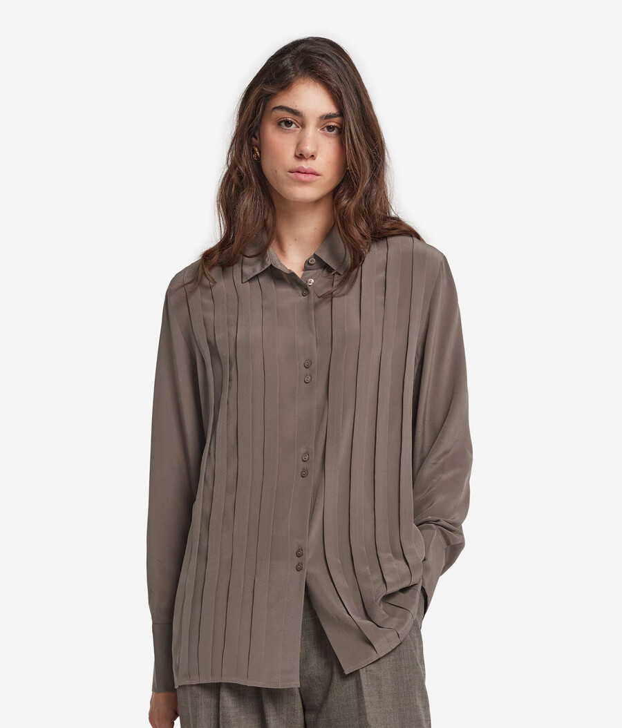 camicia plissettata in seta
