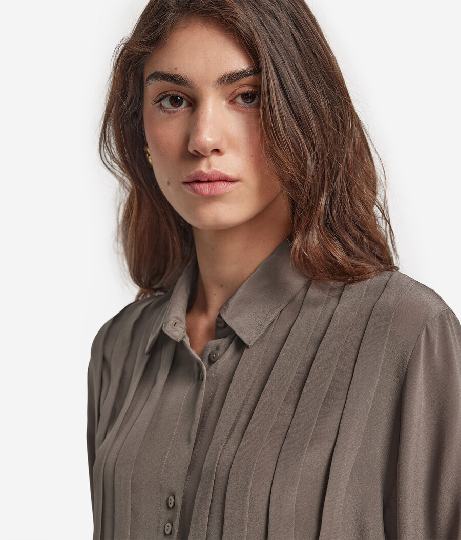 camicia plissettata in seta