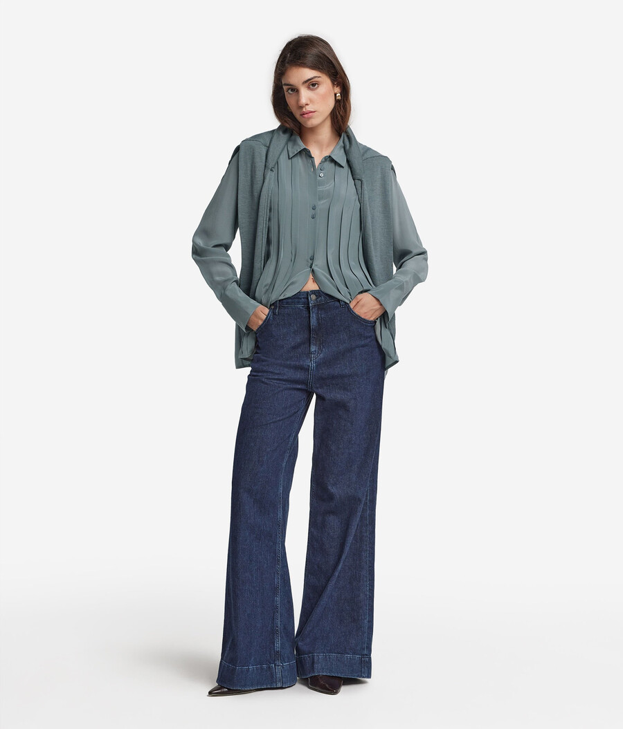 camicia plissettata in seta