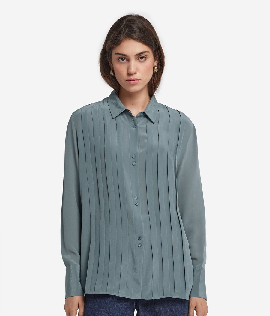 camicia plissettata in seta