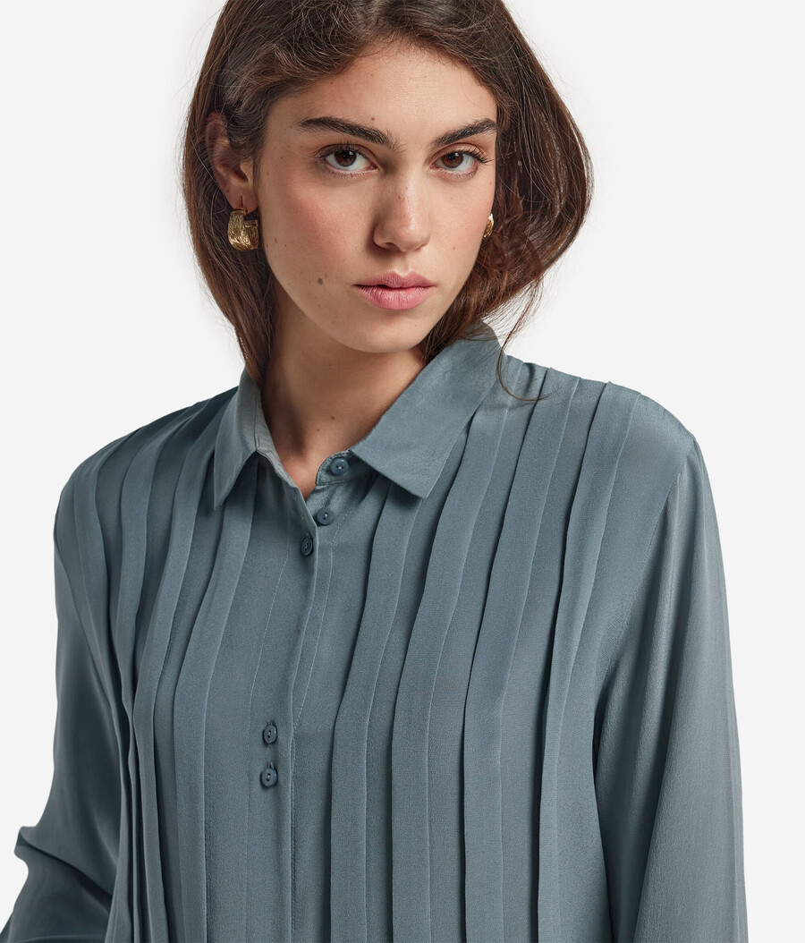 camicia plissettata in seta