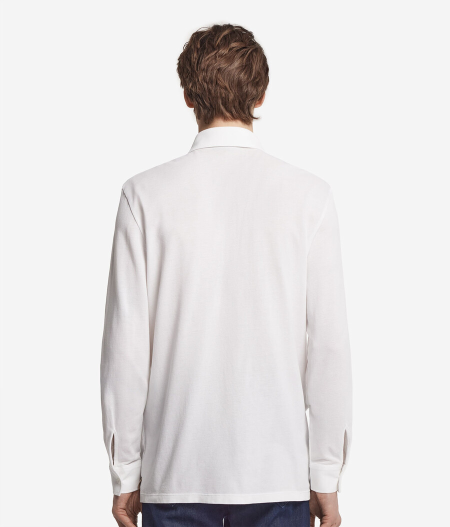 camicia a maniche lunghe in piqué di cotone e seta