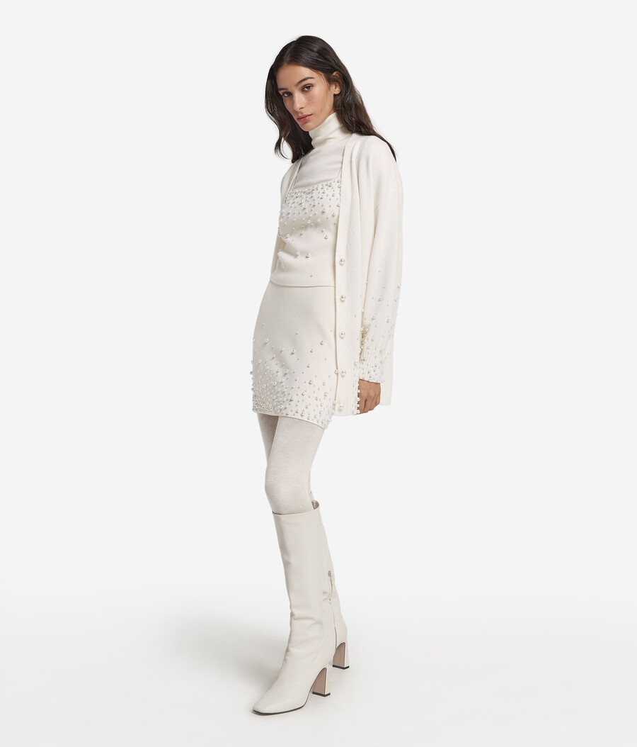 gonna in cashmere ultra morbido con perline