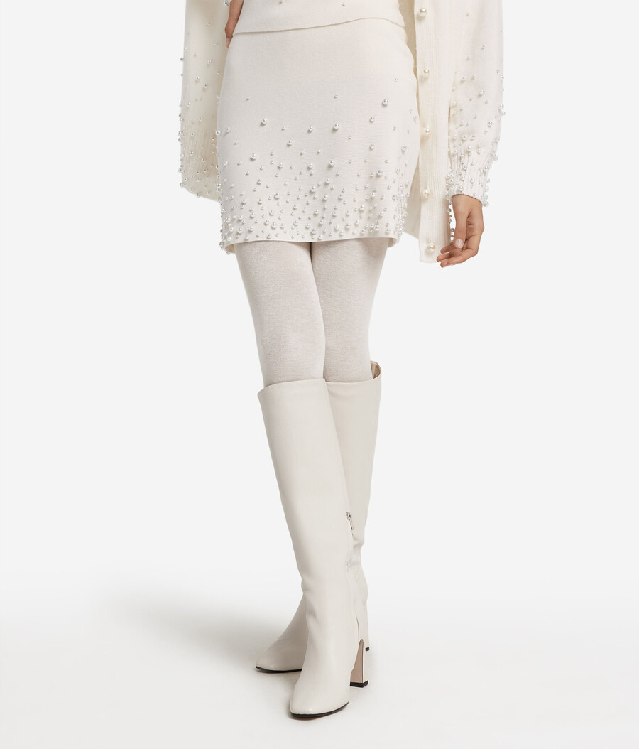 gonna in cashmere ultra morbido con perline