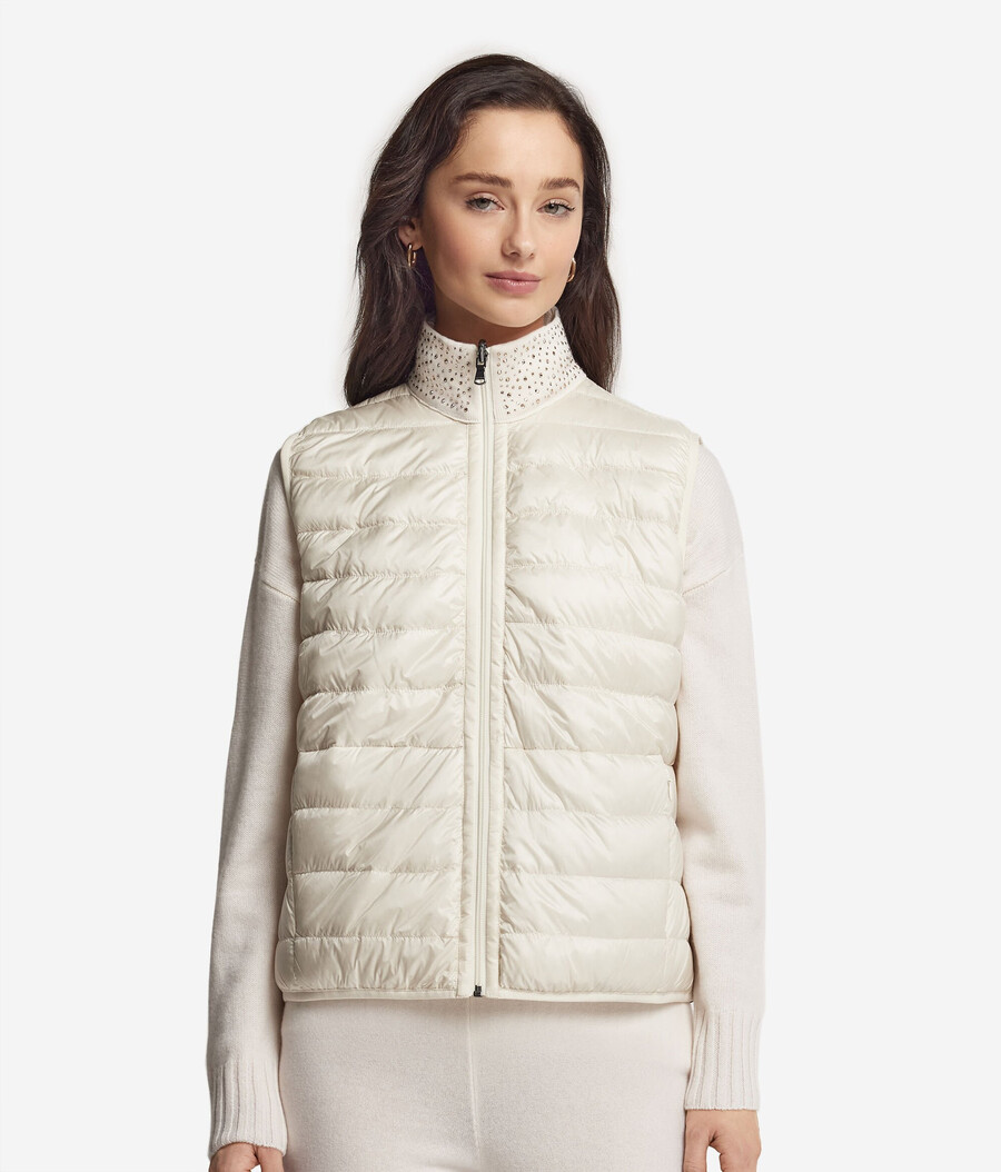 gilet reversibile in cashmere ultrafine con strass